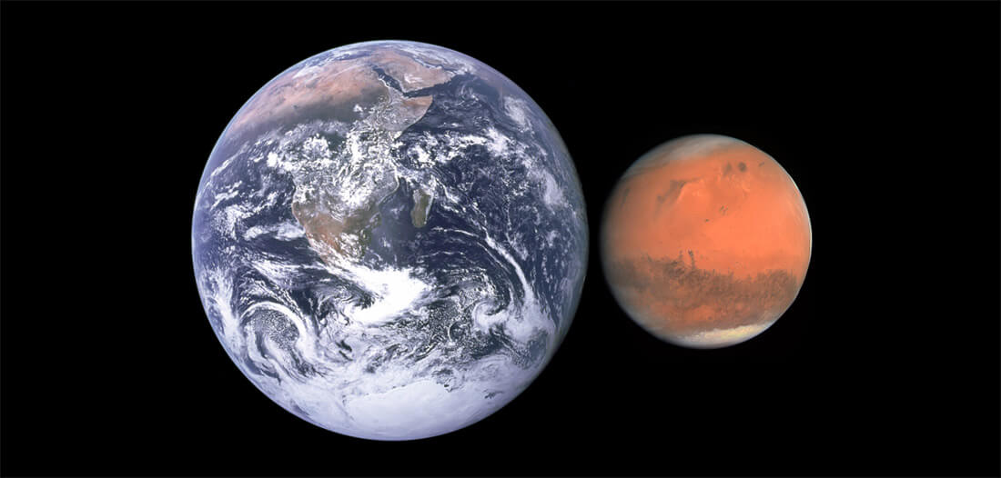 Mars size compared to earth